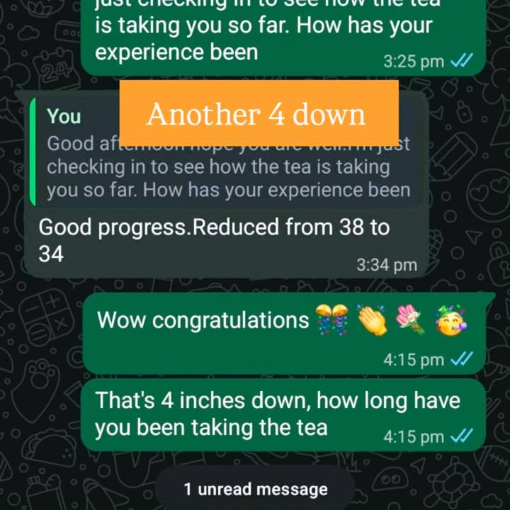 Customer message: waist reduced from 38 to 34