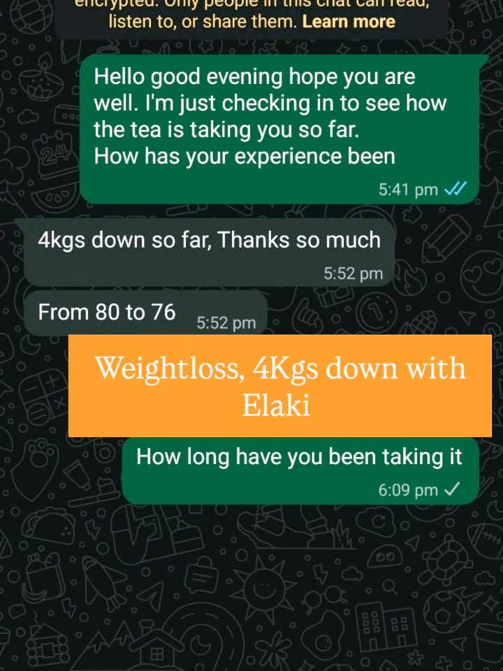 Customer message: 4 kg down, from 80 to 76